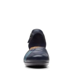Clarks Emily Rae Navy Combination -Clarks 26164673 W 3