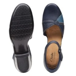 Clarks Emily Rae Navy Combination -Clarks 26164673 W 7