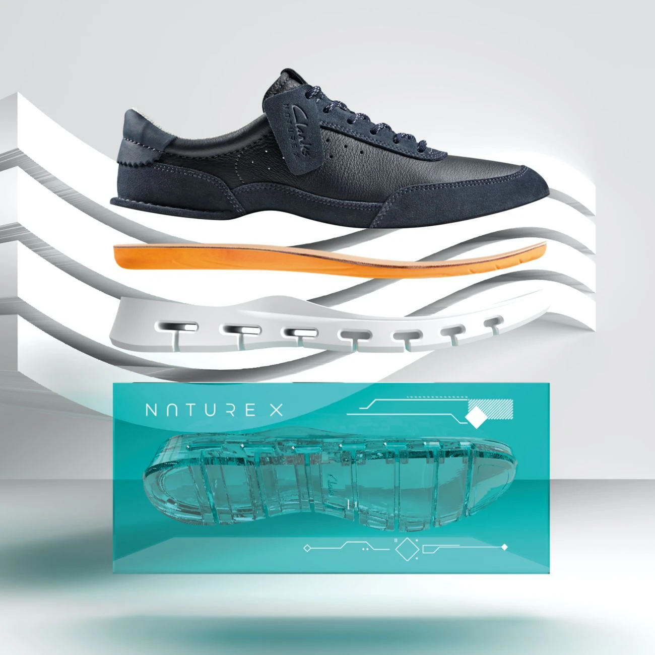 Clarks Nature X One Navy Combination 7 Clarks Nature X One Navy Combination - Image 5