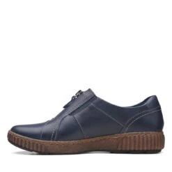 Clarks Magnolia Zip Navy Leather -Clarks 26167482 W 5