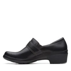 Clarks Angie Poppy Black Leather -Clarks 26167641 W 5