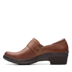 Clarks Angie Poppy Dark Tan Leather -Clarks 26167642 W 5