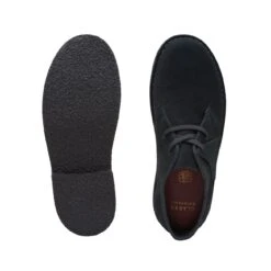 Clarks Desert Boot Older Black Suede -Clarks 26168039 W 7