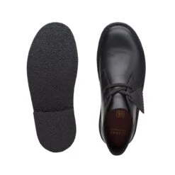 Clarks Desert Boot Older Black Leather -Clarks 26168040 W 7