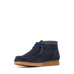 Clarks Wallabee Boot Older Navy Combination -Clarks 26168133 W 4