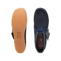 Clarks Wallabee Boot Older Navy Combination -Clarks 26168133 W 7