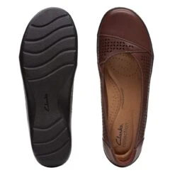 Clarks Cora Iris Dark Tan Leather -Clarks 26170465 W 7