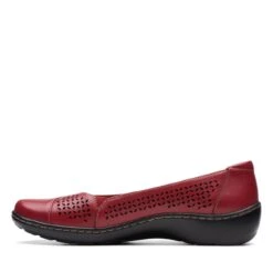 Clarks Cora Iris Red Leather -Clarks 26171165 W 5