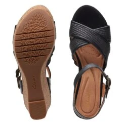 Clarks Elleri Plum Black Leather -Clarks 26171439 W 7