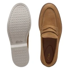 Clarks Atticus LT Slip Dark Sand Suede -Clarks 26172440 W 7