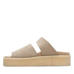 Clarks Crepe Slide Sand Suede -Clarks 26172568 W 5
